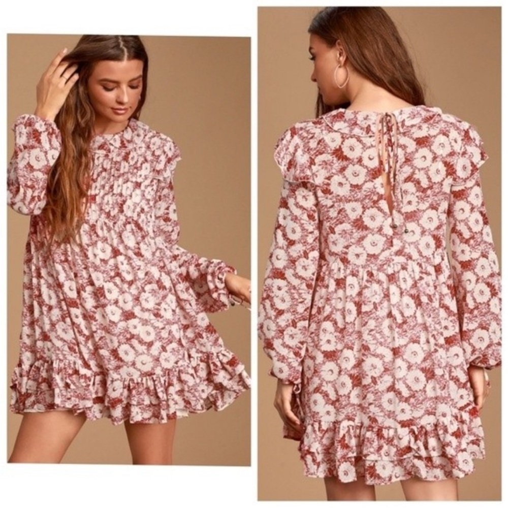 NWT Free People These Dreams Pleated‎ Floral Mini Dress XS